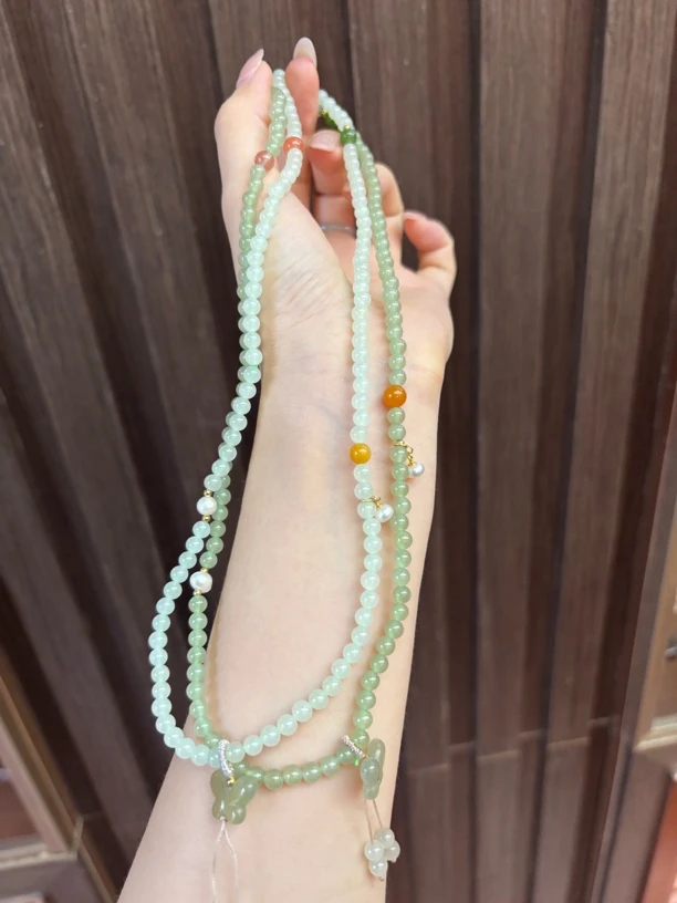 071513WM和田玉青海料晴水约5mm三圈手串多样性发其一