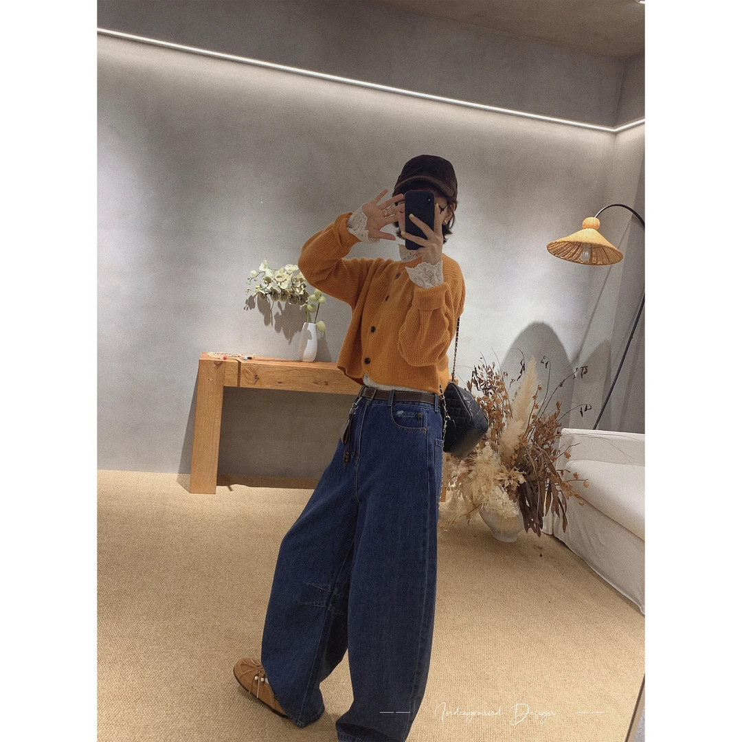 【骆小姐私服】高级感牛仔裤2025新配三角包宽松休闲百搭显瘦阔腿裤