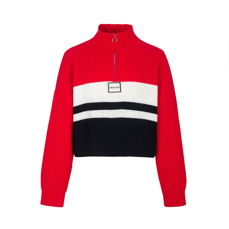 【小余专属】商场同款新品立领撞色短款针织衫NDY9B33510