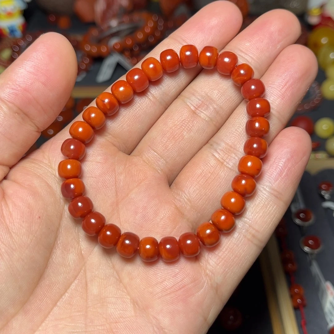 手串未镶嵌南红玛瑙亦*原矿瓦西老型双色单圈7mm+