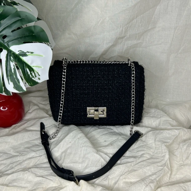 中古包no退no换｜小香风呢子链条斜挎包