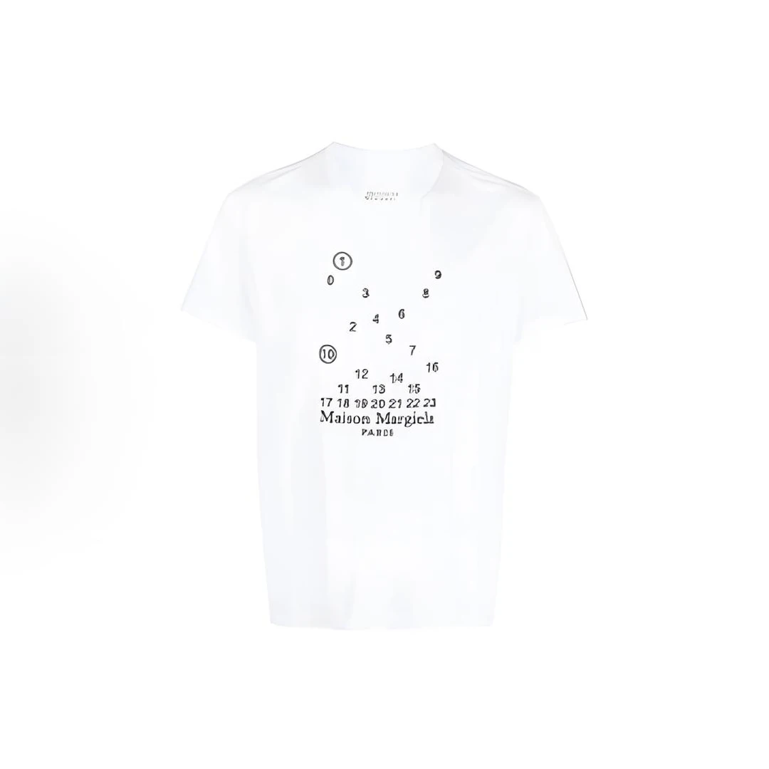 全新未使用 Maison Margiela/梅森马吉拉  Logo数字刺绣短袖-柠檬