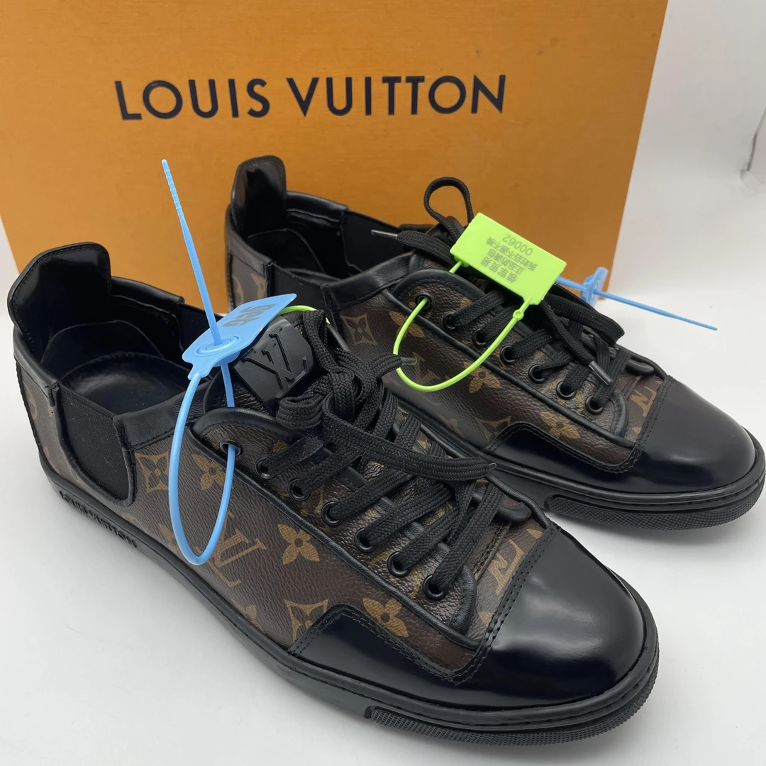 95新 LouisVuitton/路易威登 40.5/41码/二手黑棕经典老花板鞋