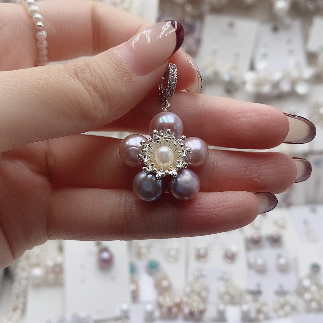 淡水珍珠耳饰银S925镶嵌