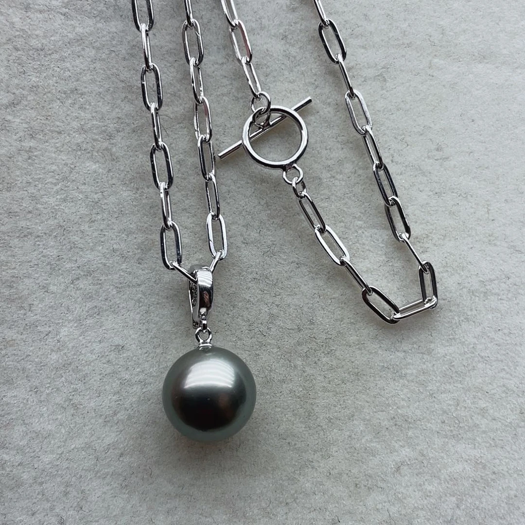 银S925镶嵌套链75海水珍珠