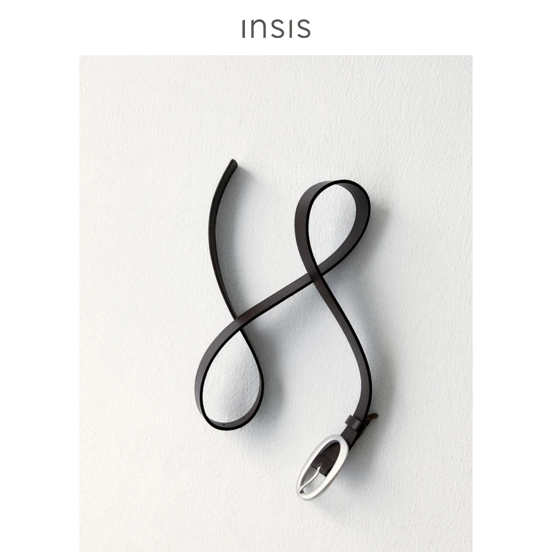 INSIS FEMME不对称切面2025春季新款圆环电镀环扣女士复古腰带女