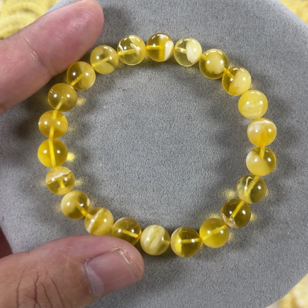 未镶嵌蜜蜡手串纯天然俄料金白