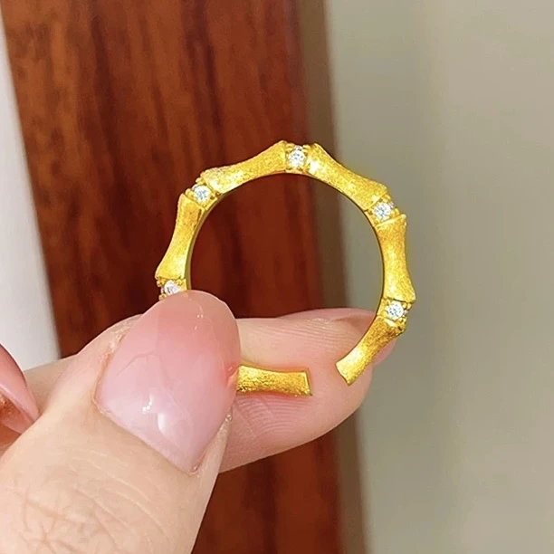 合成锆石戒指 新中式节节高升竹节高级感戒指Z-39