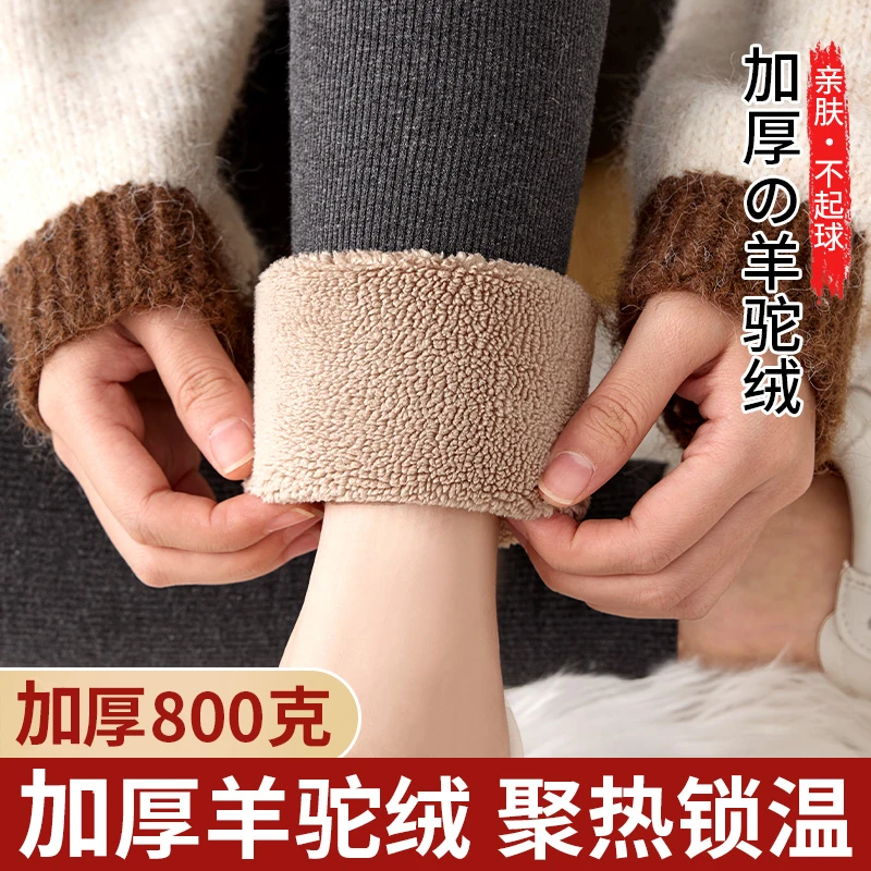 特厚加绒打底裤女外穿秋冬加厚羊羔绒保暖裤高腰东北大码毛绒棉裤