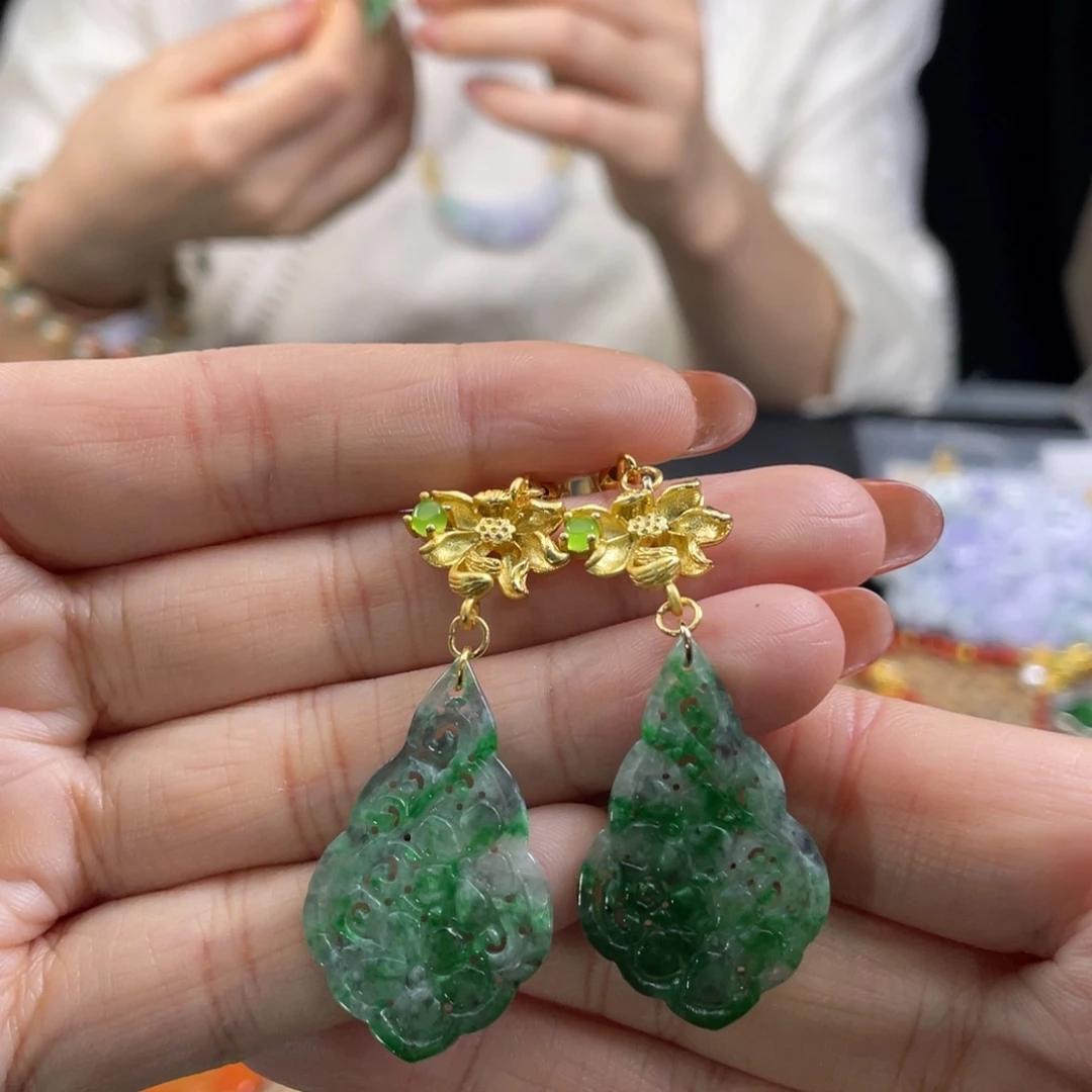 翡翠未镶嵌耳饰代编织