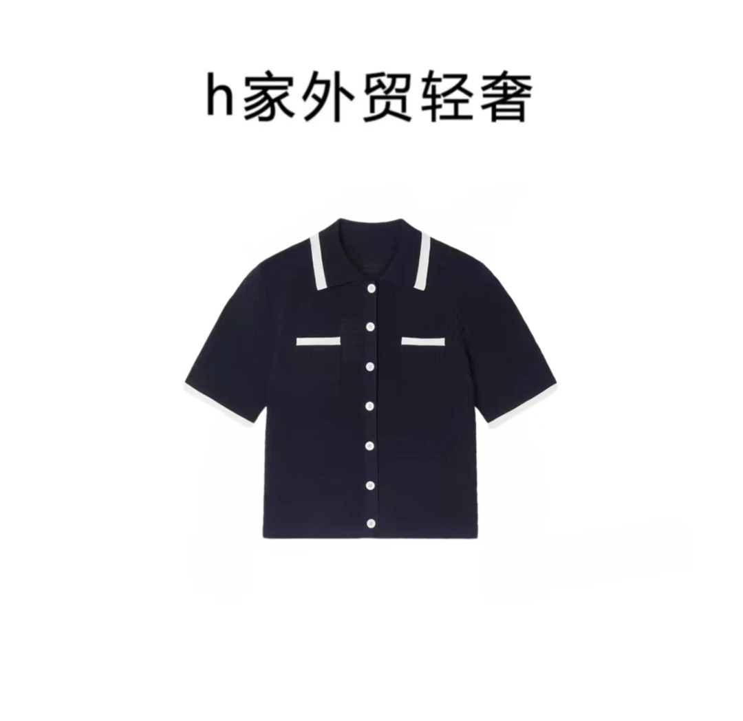 【胡哥严选】小d禾春夏新款丝绵针织开衫轻奢时尚经典翻领