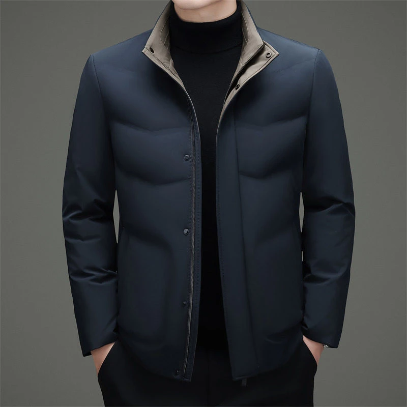 冬季轻薄羽绒服短款立领中青年男士商务休闲保暖加厚男士冬季外套