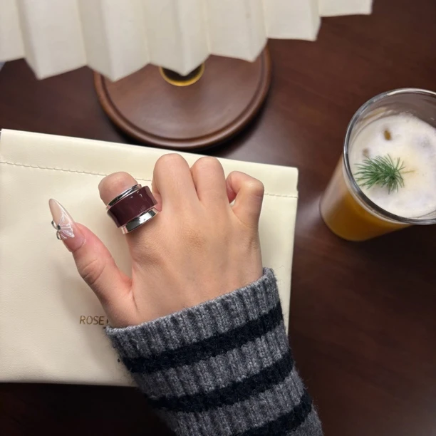 铜合金戒指 红色珐琅釉戒指（非质量问题，no退no换介意慎拍！）