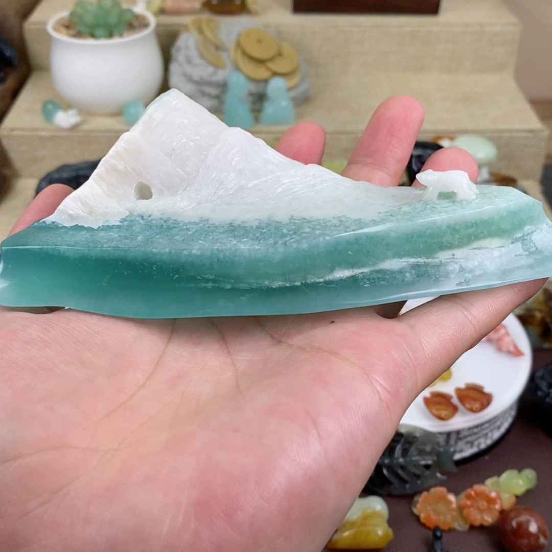 蛇纹石玉摆件合金买****锅