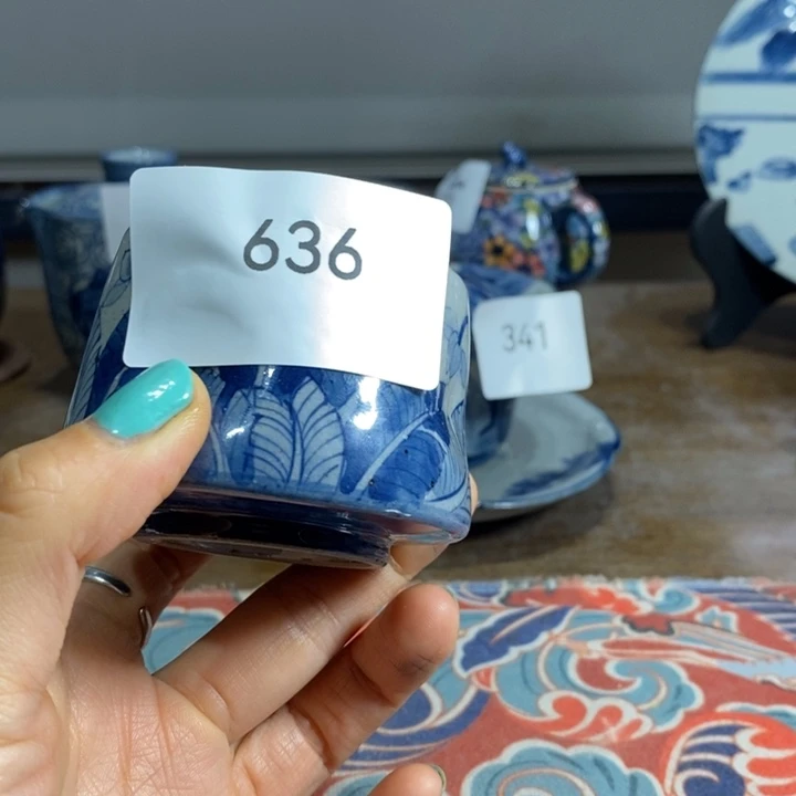 青花瓷景德镇手绘芭蕉粗陶茶杯