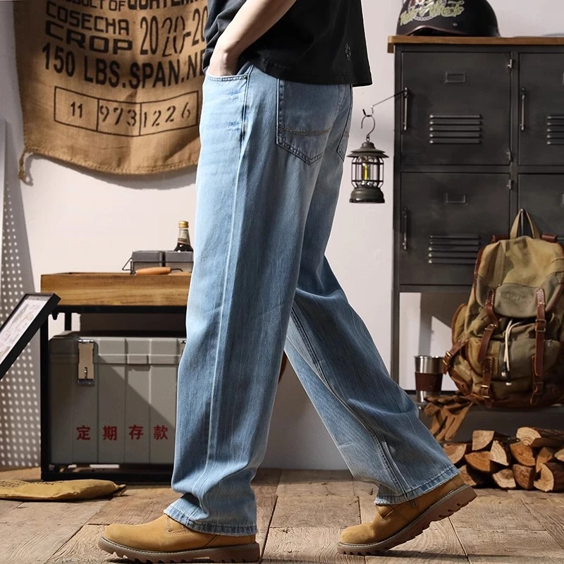 Cebrodz薄款凉爽阔腿牛仔裤男2025春夏季新款直筒潮流宽松休闲裤