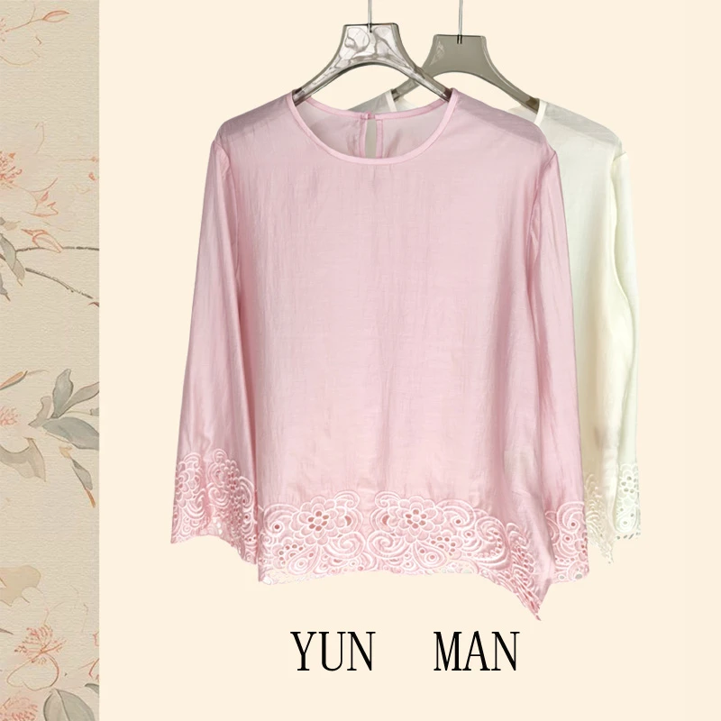 独特重工刺绣新中式女款宽松镂空防晒衫上衣Y013