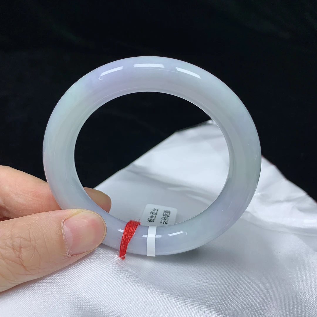 54圆条春彩缅甸天然翡翠A货胖圆条手镯少女款时尚百搭圆镯无裂