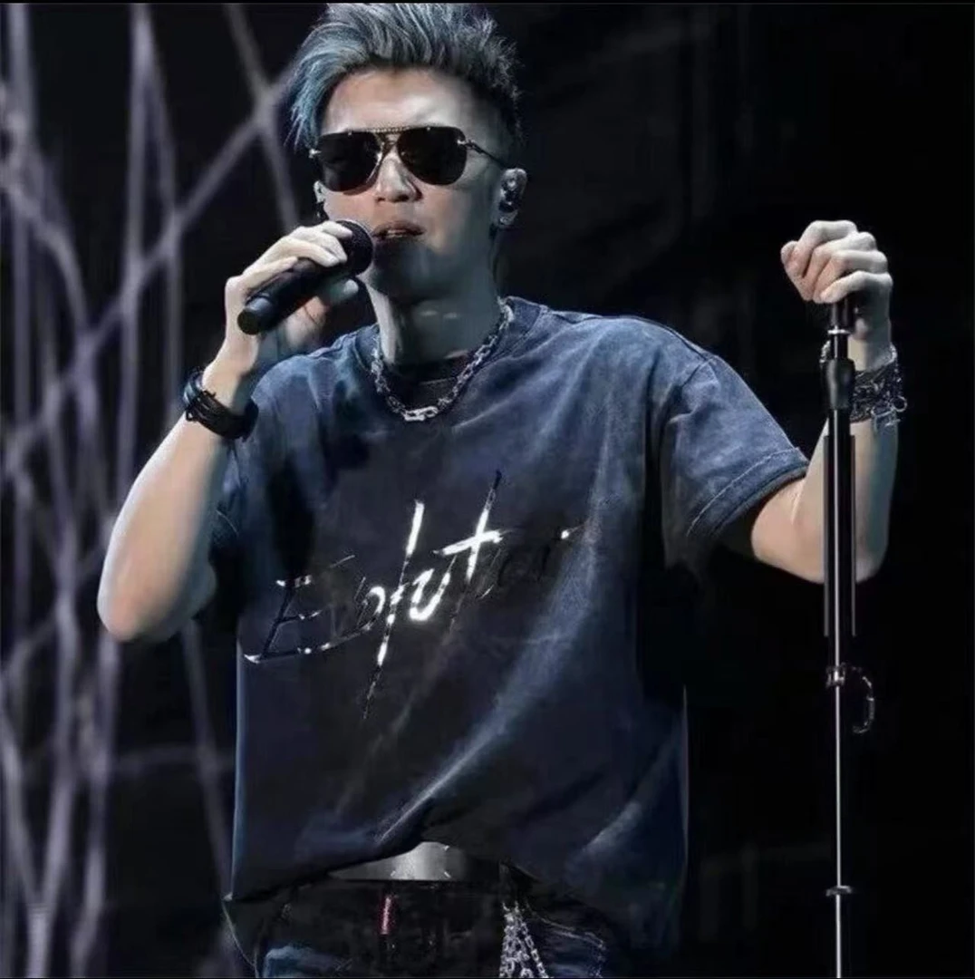 【镭射短袖】夏季新款水洗做旧宽松休闲潮牌短袖T恤