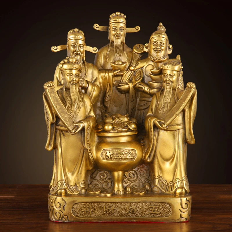 【师傅推荐】黄铜五路财神摆件文财神纳财聚宝镇库商企玄关财位收藏