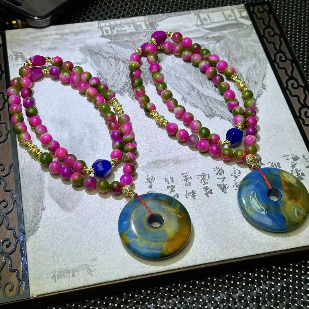 S7950【福嘟嘟】彼得大帝玛瑙平安扣吊坠-配珠链-多样性只发一件