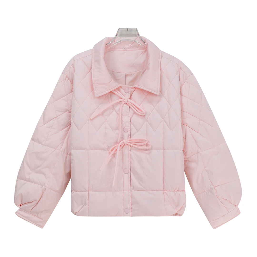 新中式国风盘扣菱格羽绒服短款设计感外套K2464