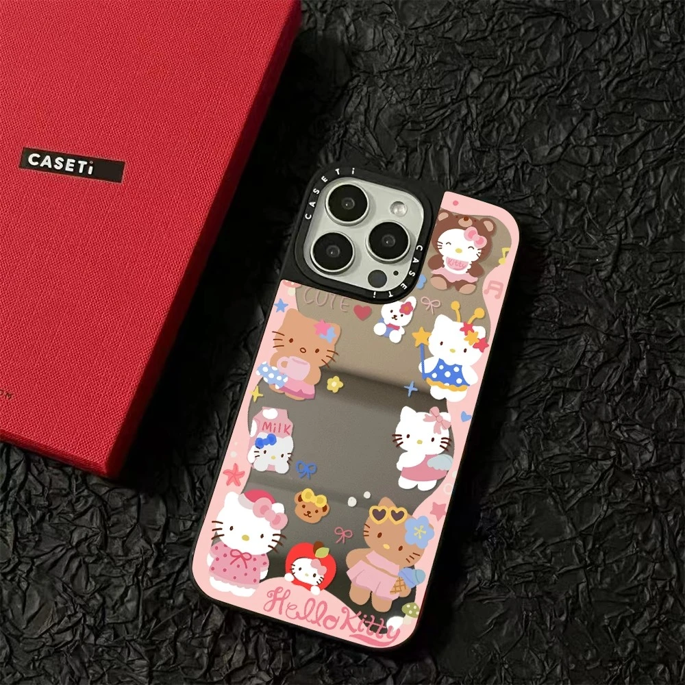 冲浪凯蒂适用iPhone16promax手机壳苹果15补妆镜面14保护壳13潮牌