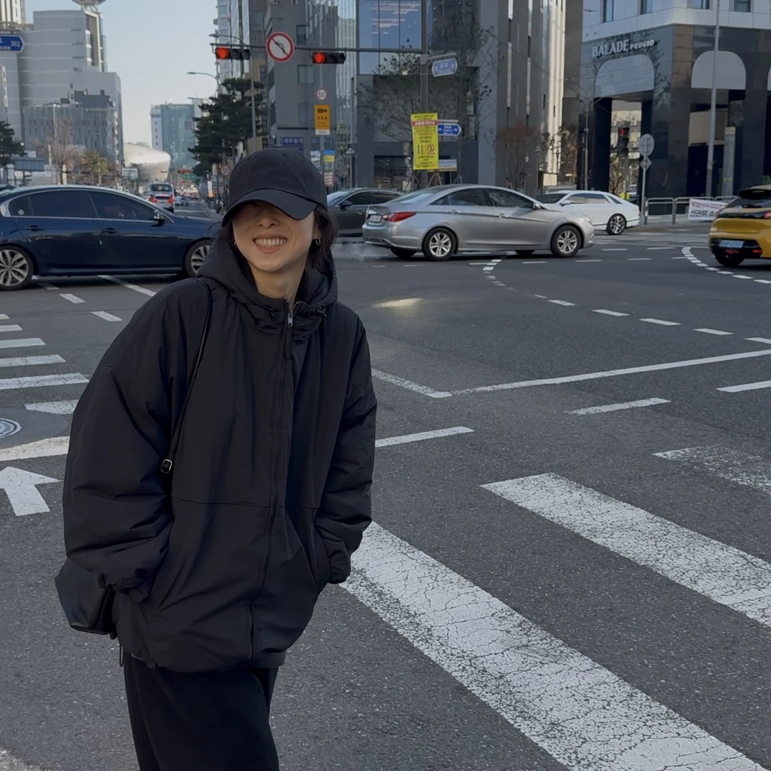 ｛귤 언니｝la自留轻松拽酷连帽棉服