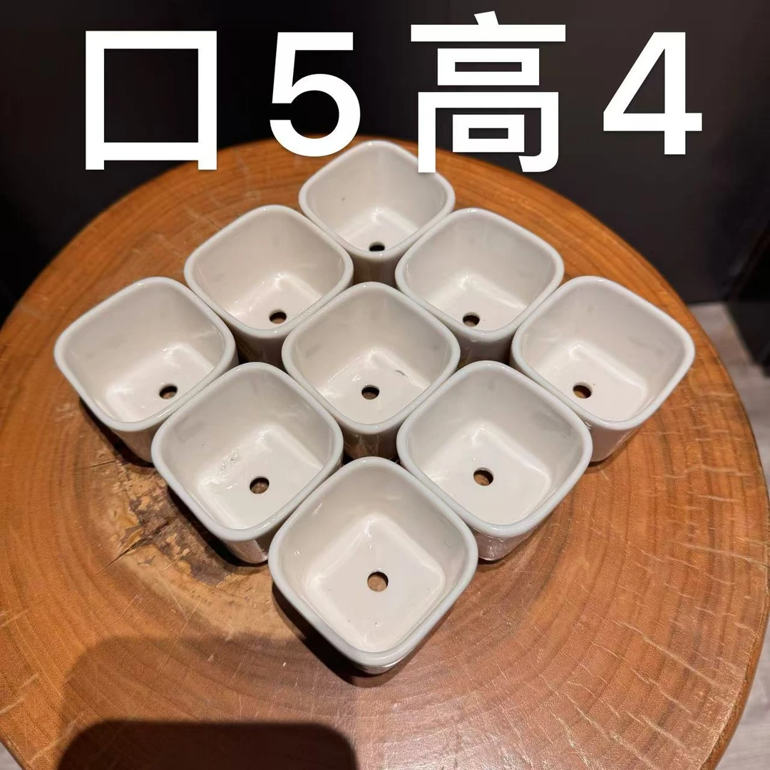 春色满家小号圆角多肉专用陶瓷白盆简约清新茶几书桌玄关