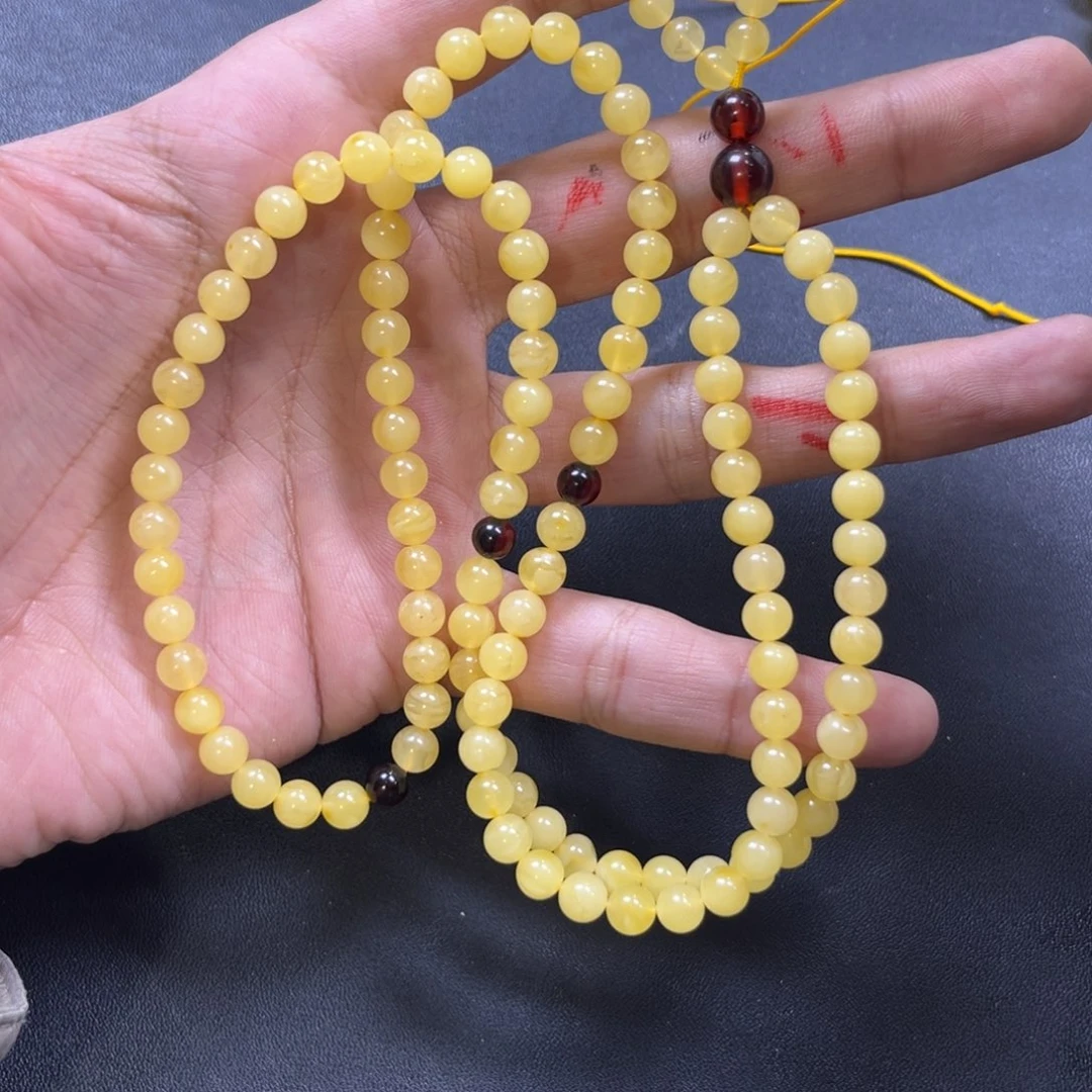 蜜蜡颈饰未镶嵌多样性钢板料蜜蜡老黄蜡108颗卡6