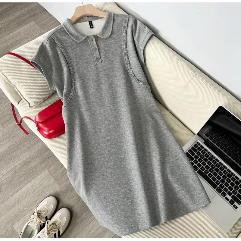 2025夏季新款超级显瘦减齢款时尚洋气娃娃领连衣裙女