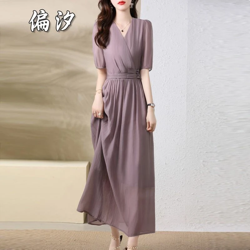 连衣裙女夏2025新款轻熟风气质名媛显瘦别致惊艳轻奢长裙高腰时尚