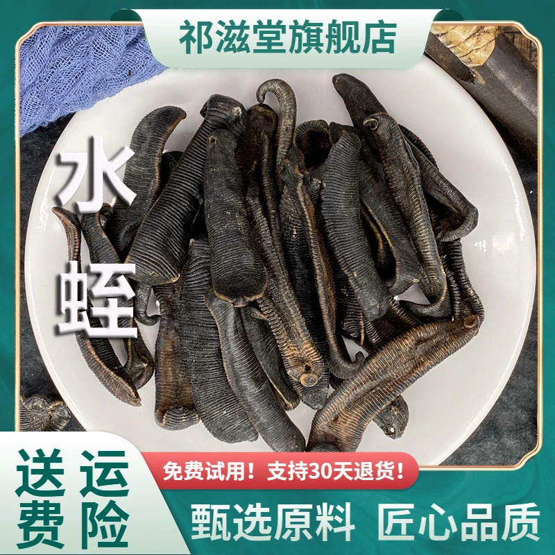 水蛭干中药材生蚂蟥干片货清水金边水蛭非活的体大小打水蛭粉食用
