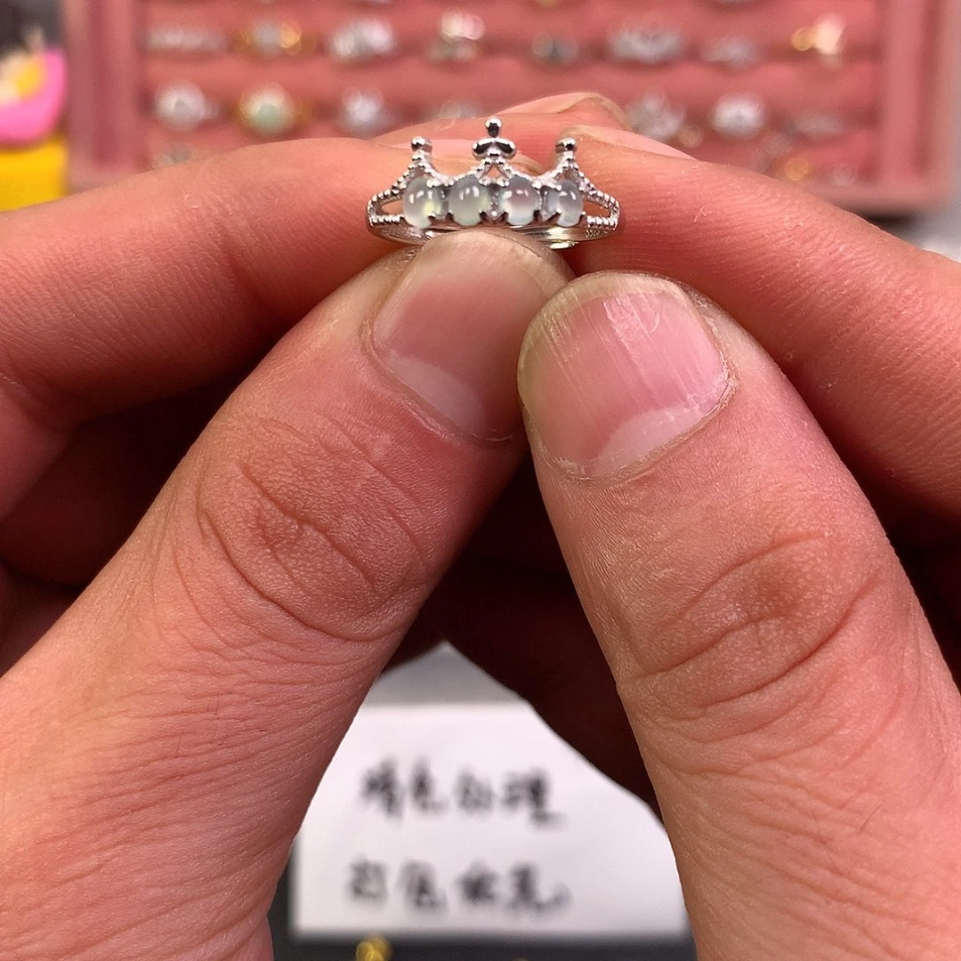 西***安翡翠银S925镶嵌戒指615