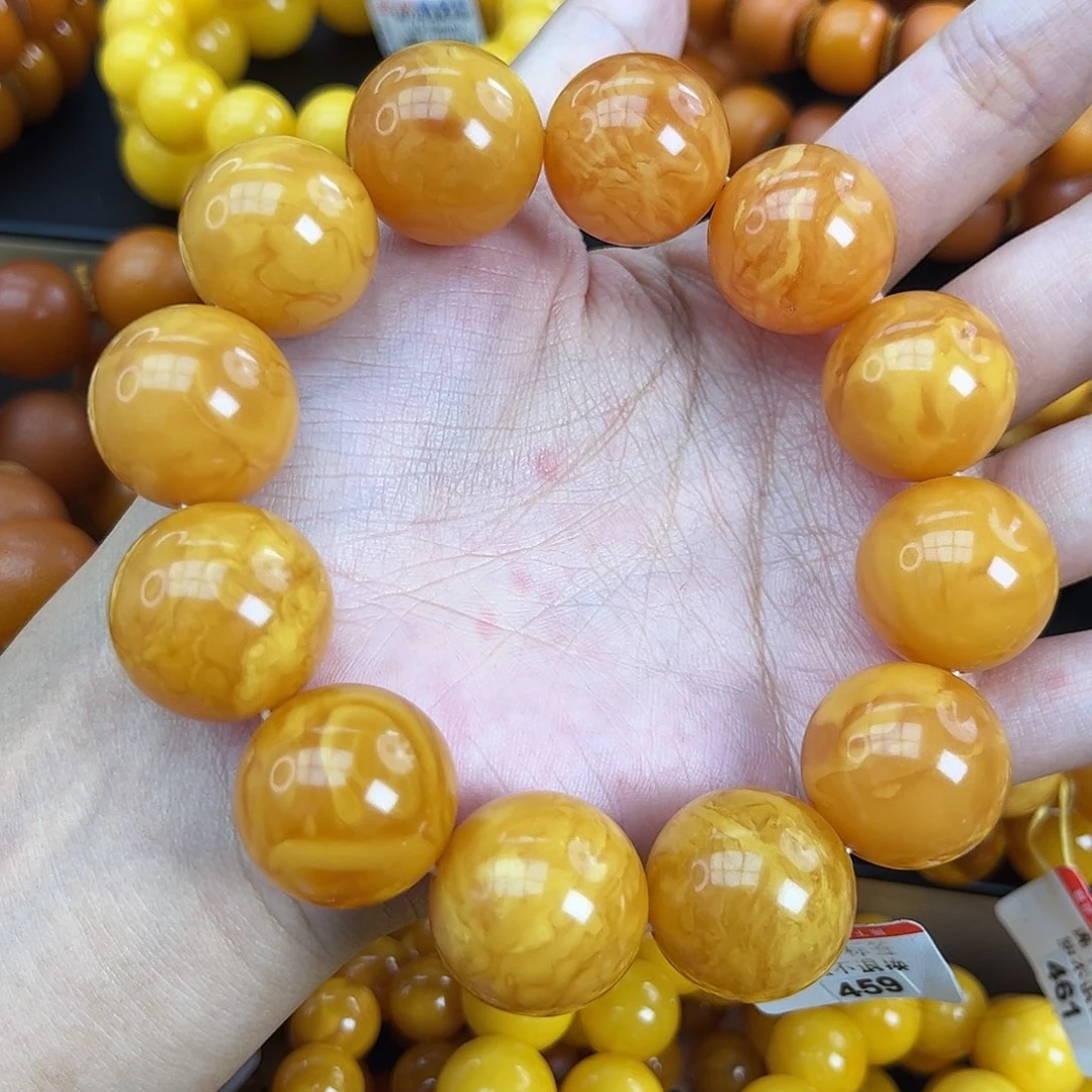 未镶嵌琥珀手串白***。蜜蜡
