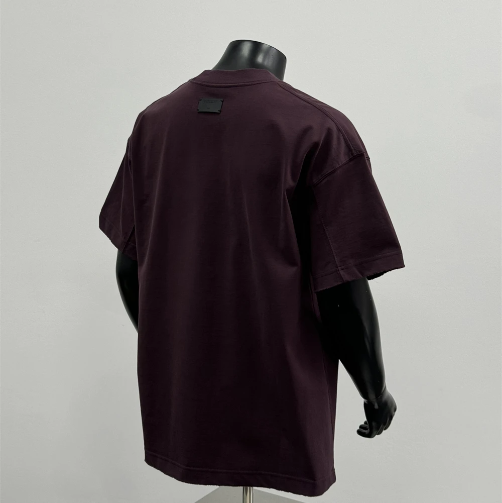 2025年夏季新款美式潮牌T恤圆领钢印字母标短袖休闲上衣紫色T1381