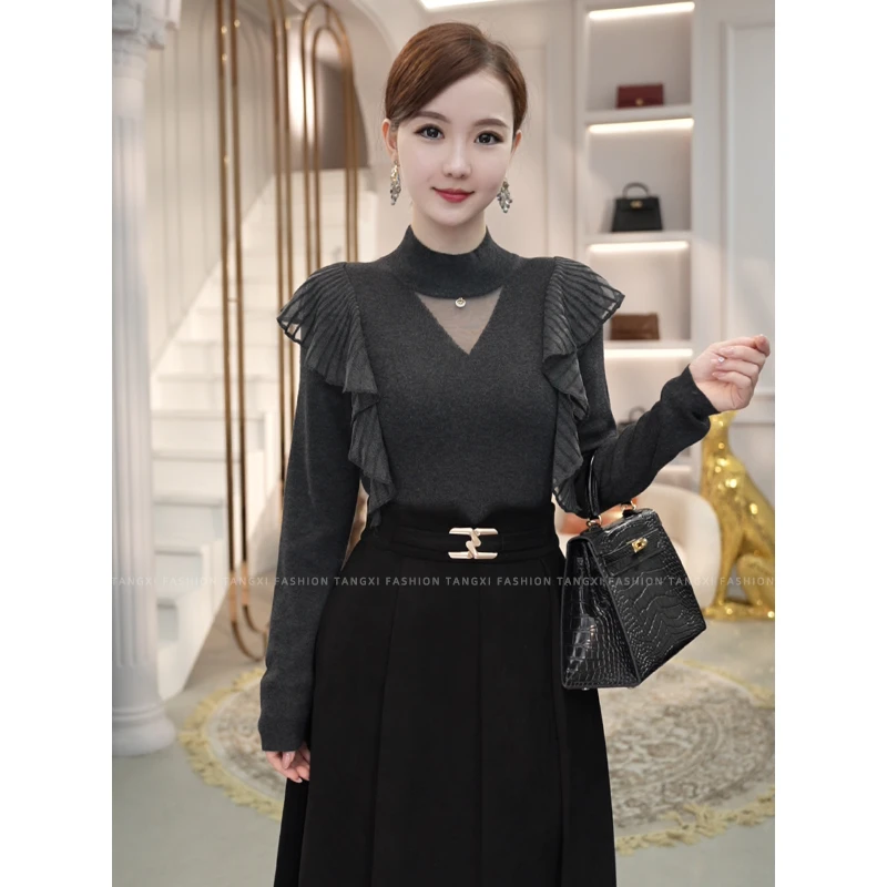 2025秋冬新款【8511】含绵羊毛气质时尚百搭爆款女装灰色针织衫毛衣