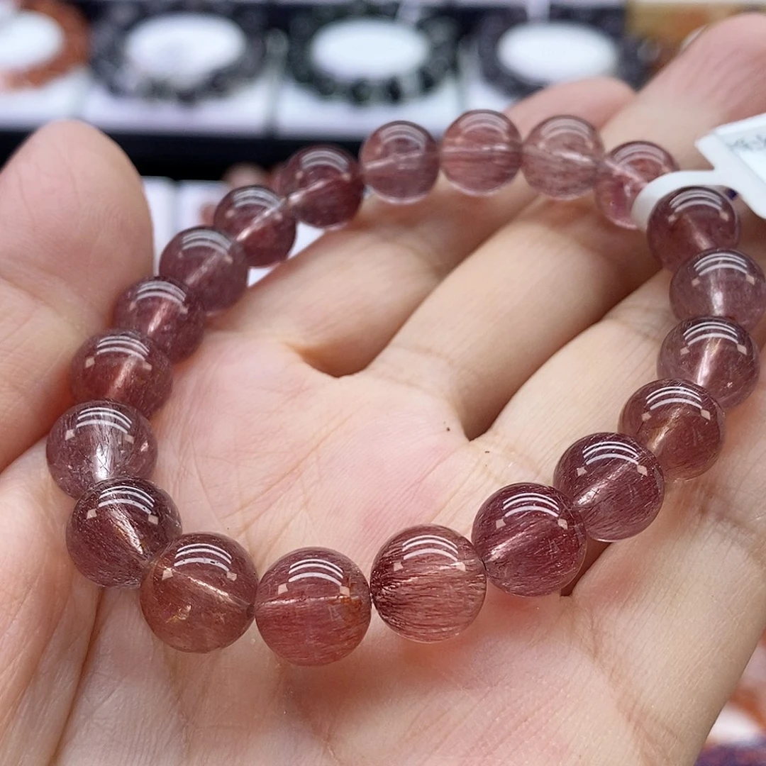 水晶手链未镶嵌离****装稀有色红超七