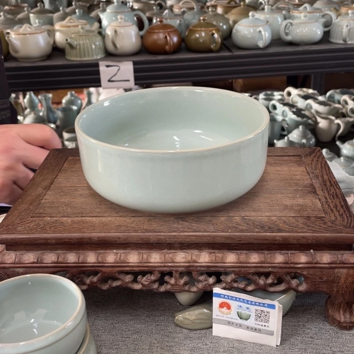 摆件天青釉圆茶洗