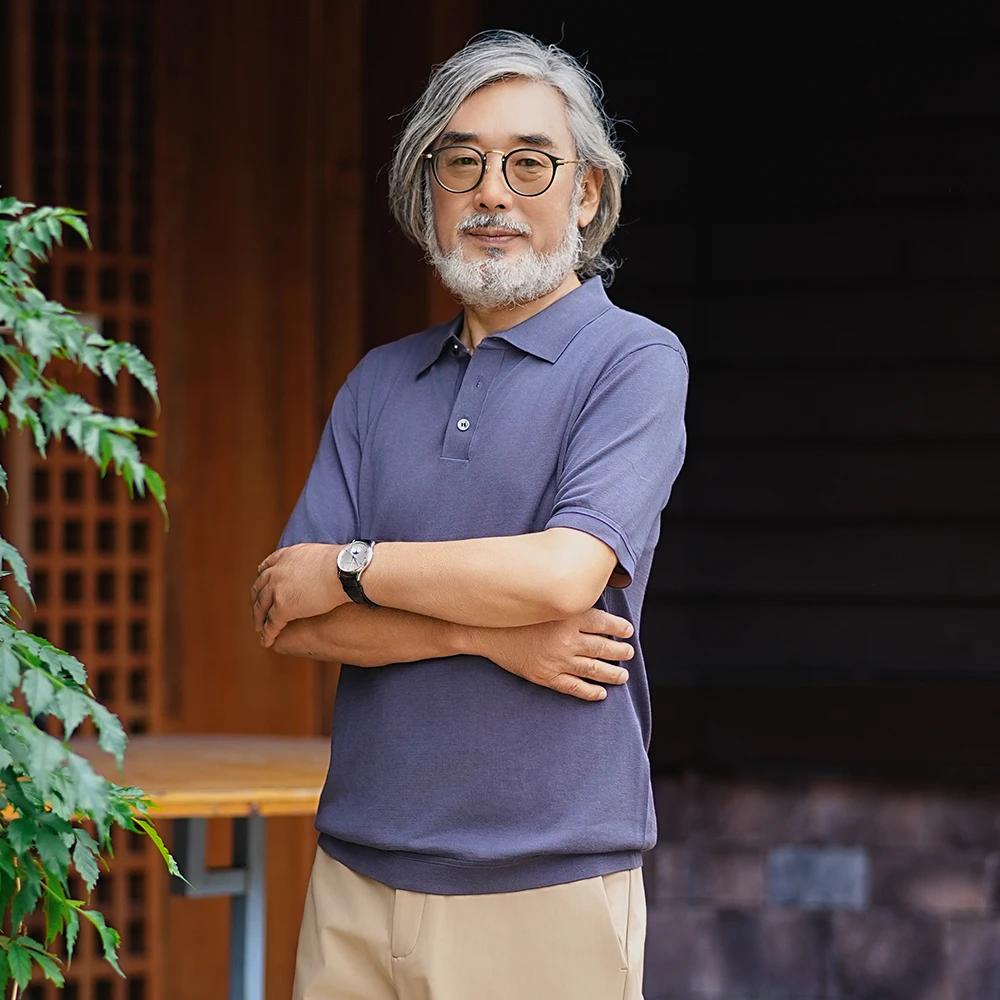 山海游麻创者系列夏季男士polo衫桑蚕丝超透气POLO