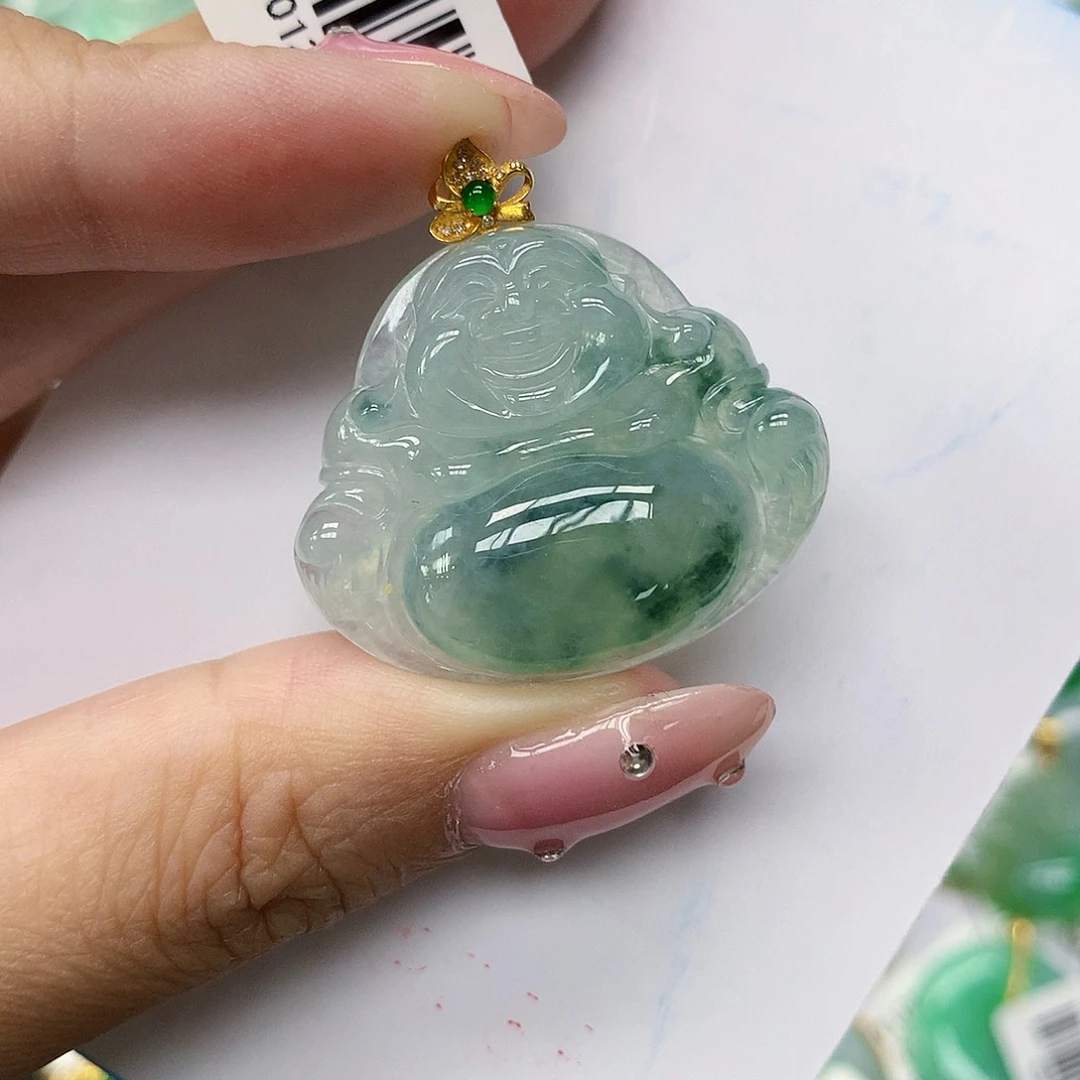 翡翠18K金镶嵌颈饰111111111111