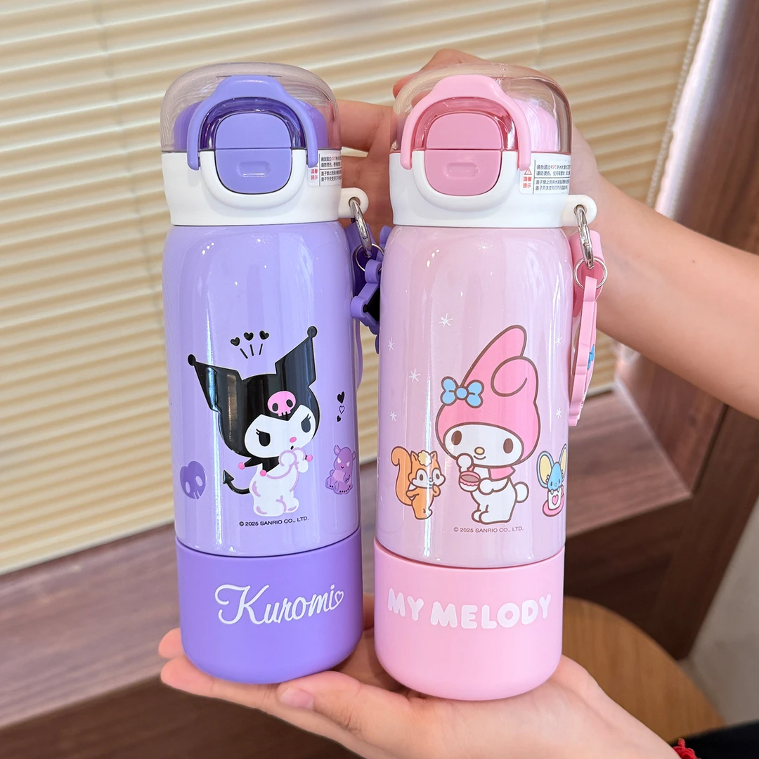 库洛米水杯儿童保温杯女孩上学专用学生吸管杯美乐蒂水壶2025新款