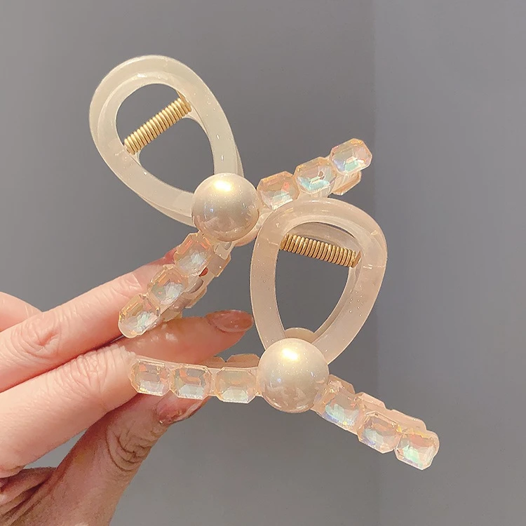 可爱甜美风中号半扎抓夹法式优雅ins时尚发饰后脑勺盘发鲨鱼夹子