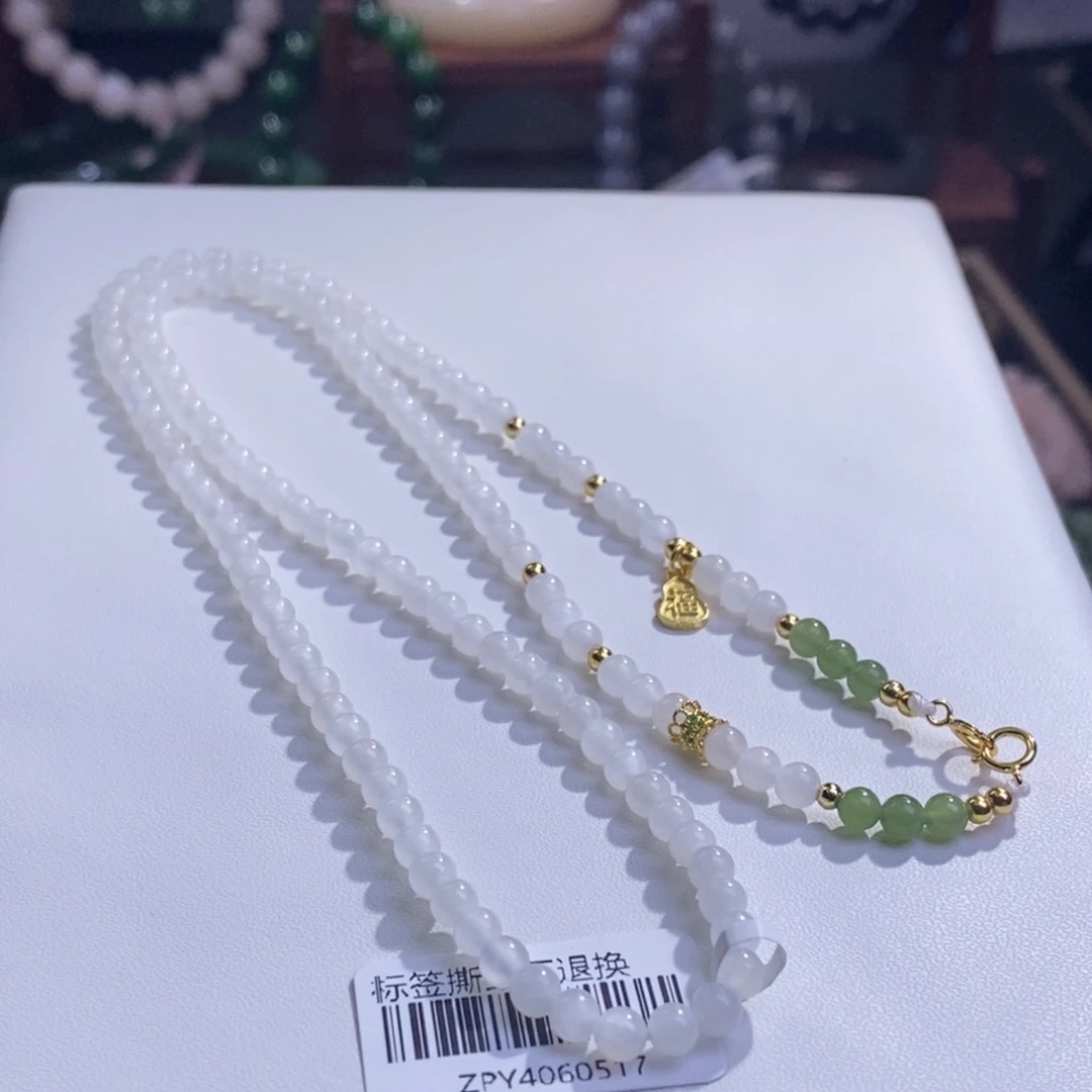 和田玉精品新疆羊脂白玉老矿料小米珠4m未镶嵌