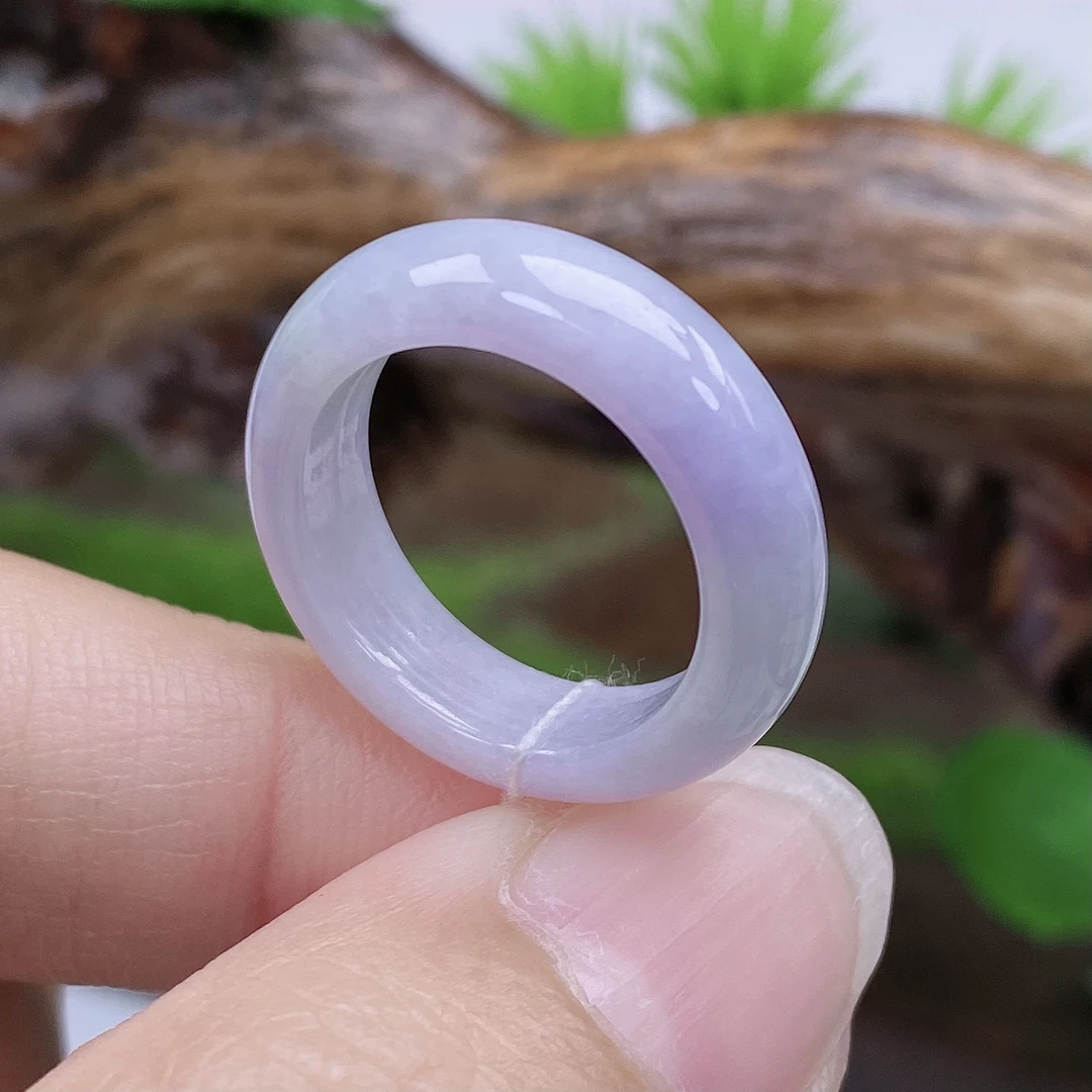 a692天然翡翠A货紫罗兰戒指10圈口内直径15.5宽5.1厚3.4mm