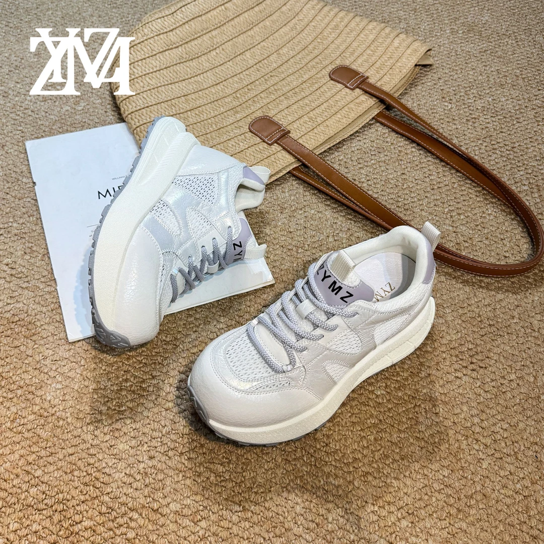 卓越名妆【超跑鞋】增高7.5cm 2025夏季休闲厚底增高女老爹鞋  G479