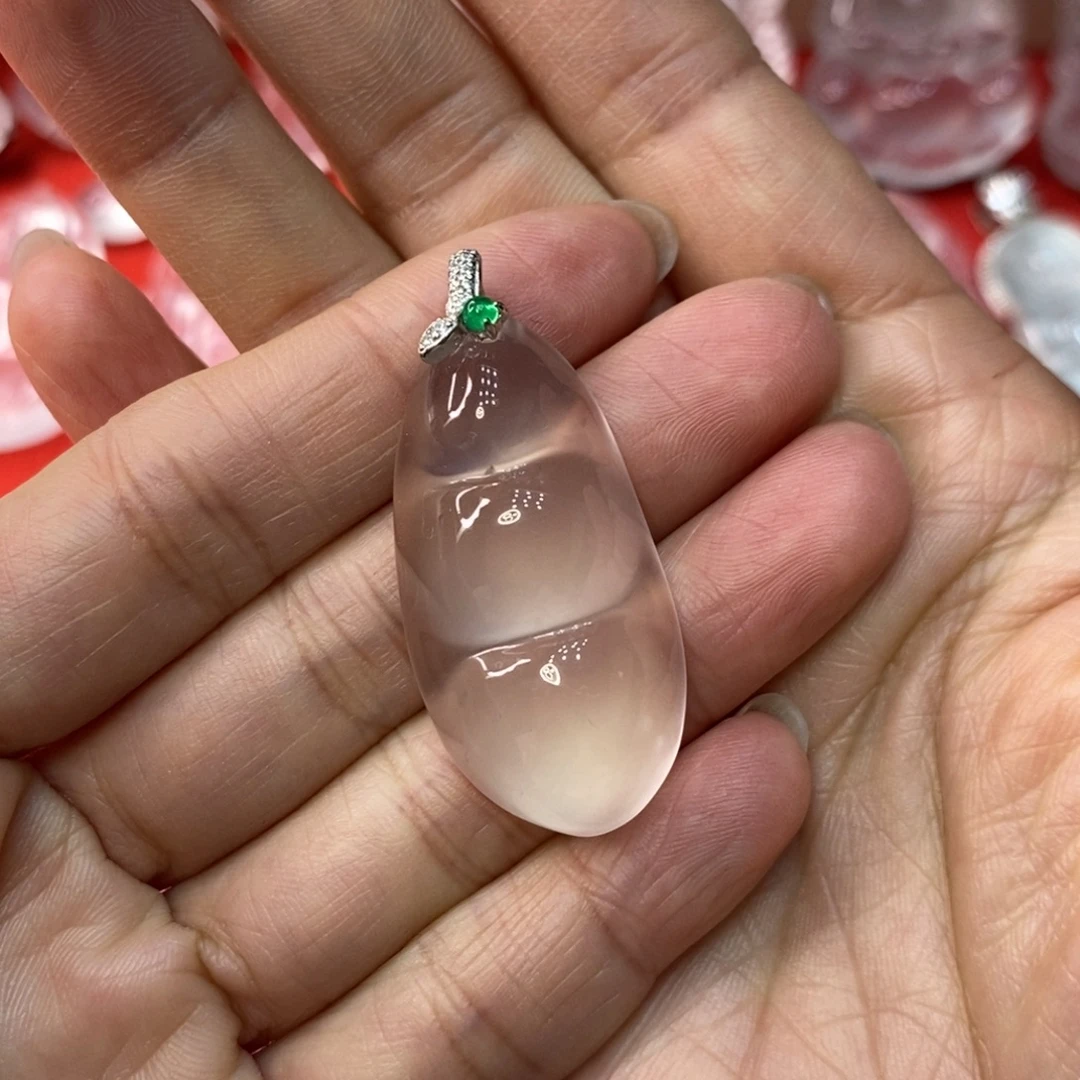 石英质玉银S925镶嵌吊坠