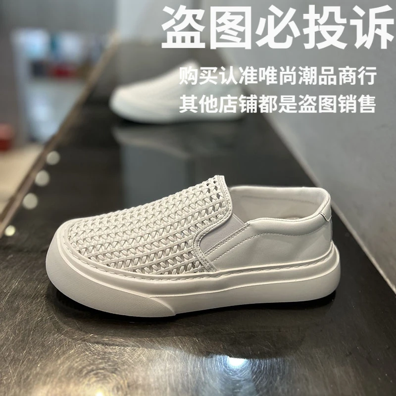 夏季爆款低帮网布透气一脚蹬板鞋厚底增高百搭简约日常软底休闲鞋
