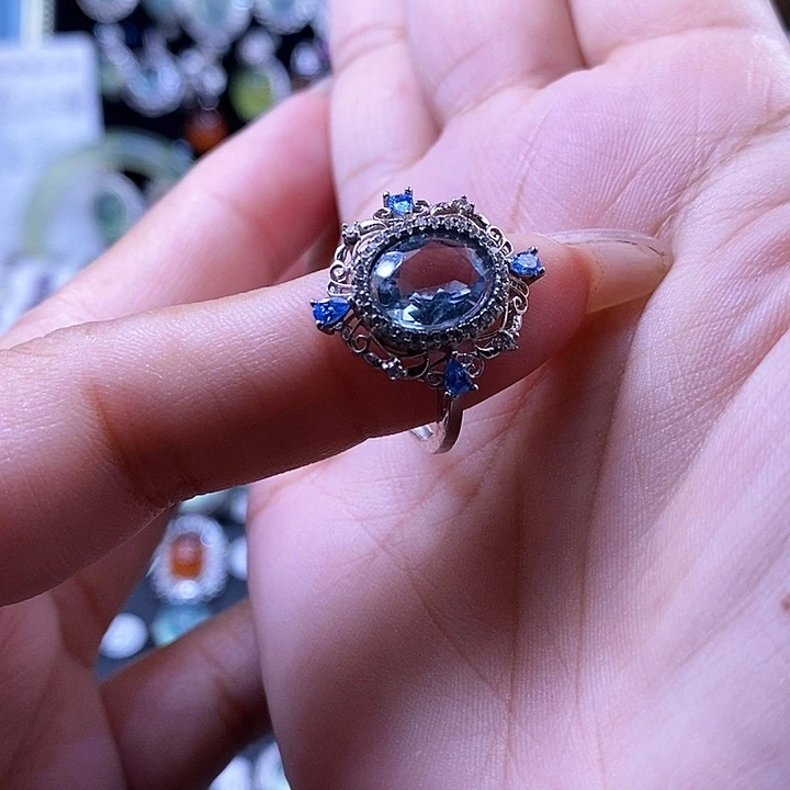 托帕石戒指银S925镶嵌