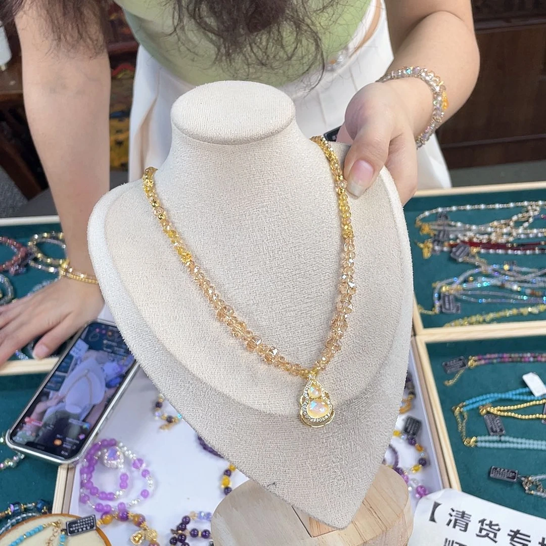 水晶手链银S925镀金镶嵌